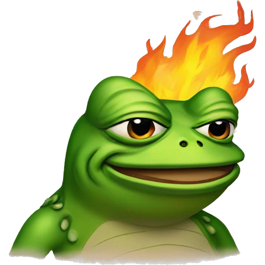 pepe the frog in big fire, style - illustration emoji