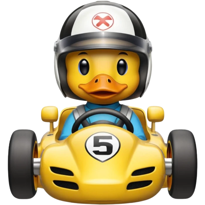 duck driving a race car emoji
