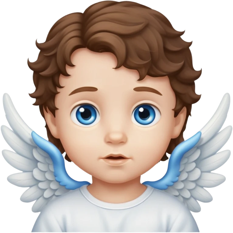 Baby boy angel with brown wavy hair blue eyes emoji