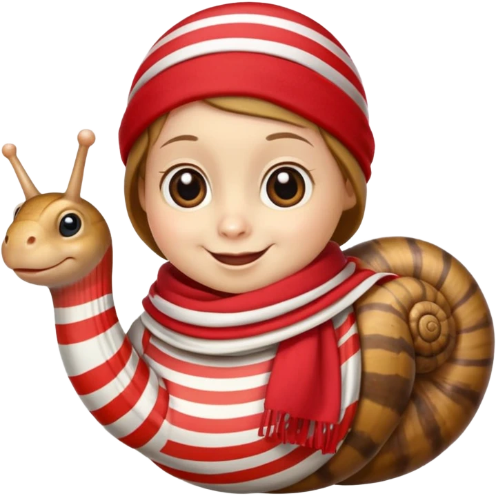 French snail with a striped shirt and scarf emoji