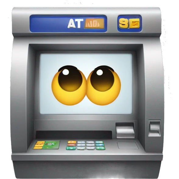 ATM machine with crossed eyes emoji
