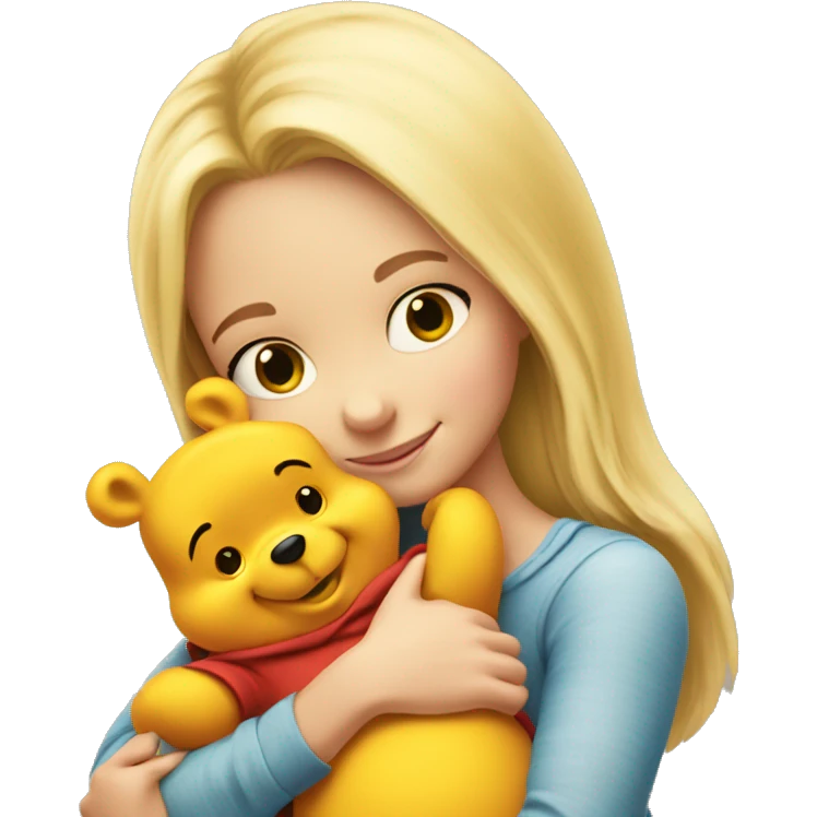 pretty long blonde girl hugging winnie the pooh emoji