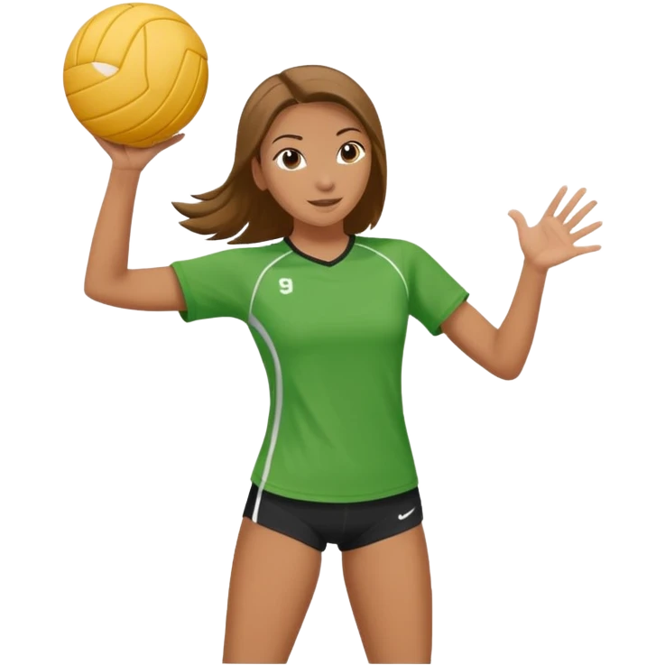 Girl playing volleyball green tshirt emoji