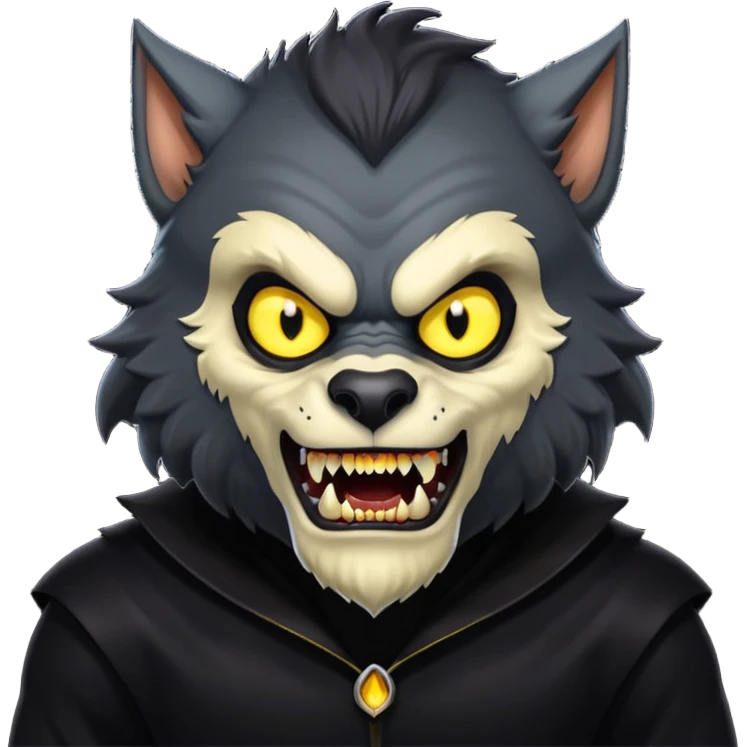 The Werewolf from Universal Monsters with dark brown fur, black silk outfit emoji