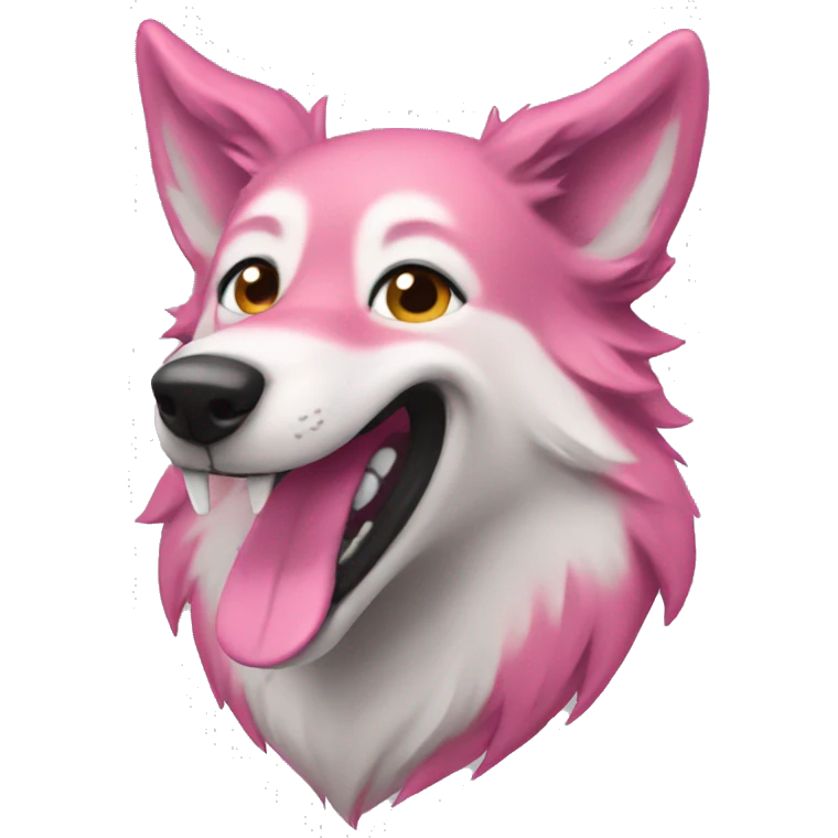 pink wolf dog smile emoji