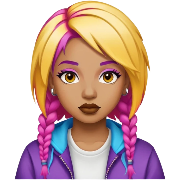 female rapper with colorful hair emoji