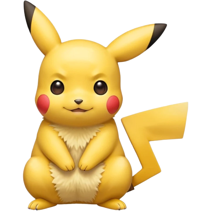 cute Pikachu Pokémon sitting with its tail curled around its body emoji