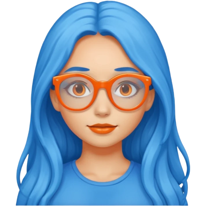 blue skinned orange glassed long haired girl emoji
