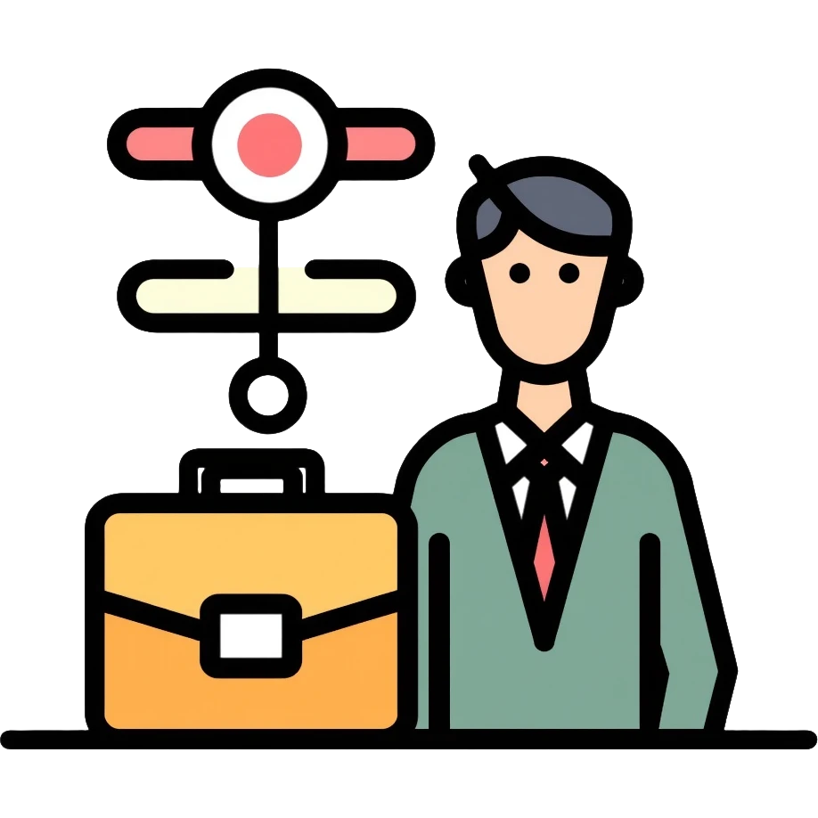 Manager icon with briefcase and organizational chart emoji