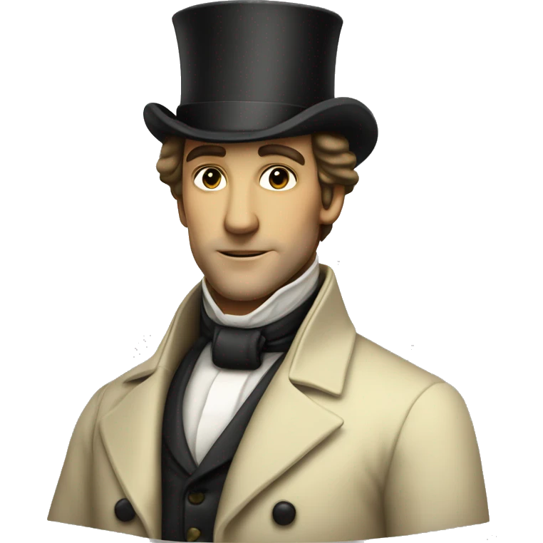 Regency man in cylinder hat with sideburns and in light suit NO MUSTACHE LIGHT SKIN emoji