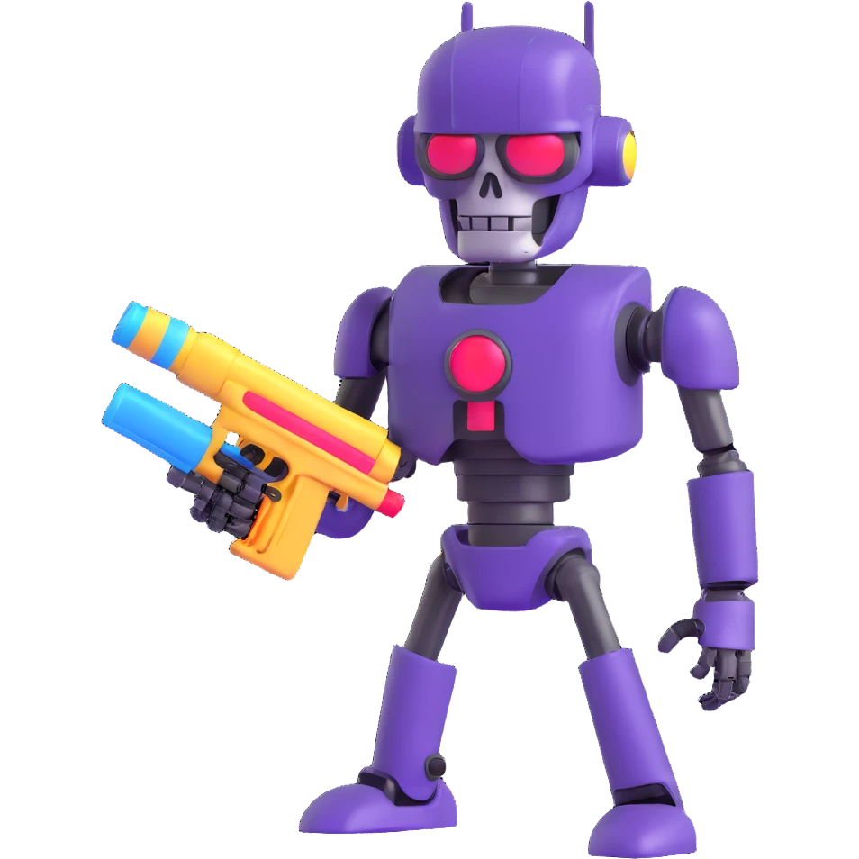 Terminator robot with water gun at Thai Songkran water festival emoji