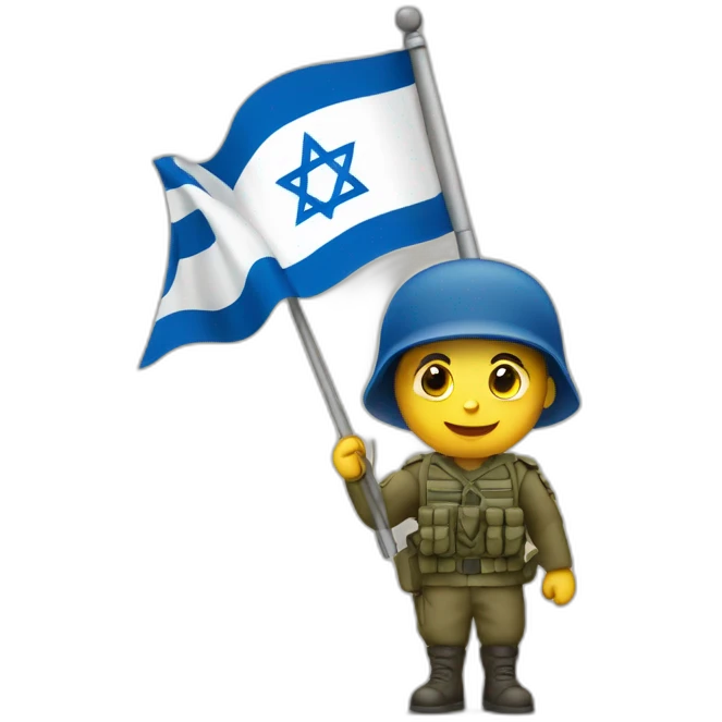 A soldier holds the flag of the State of Israel emoji