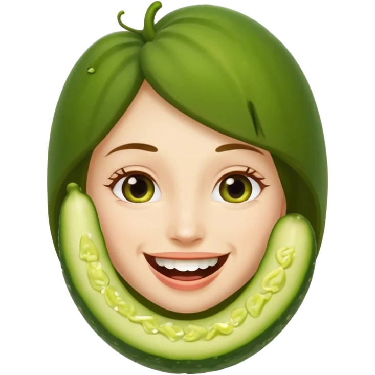 Naked woman pickle in mouth emoji