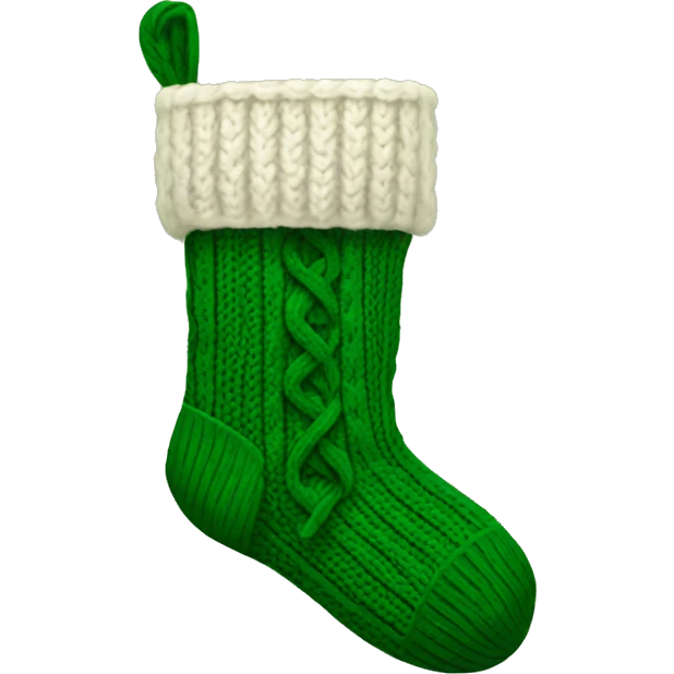 green cable knit christmas stocking  emoji