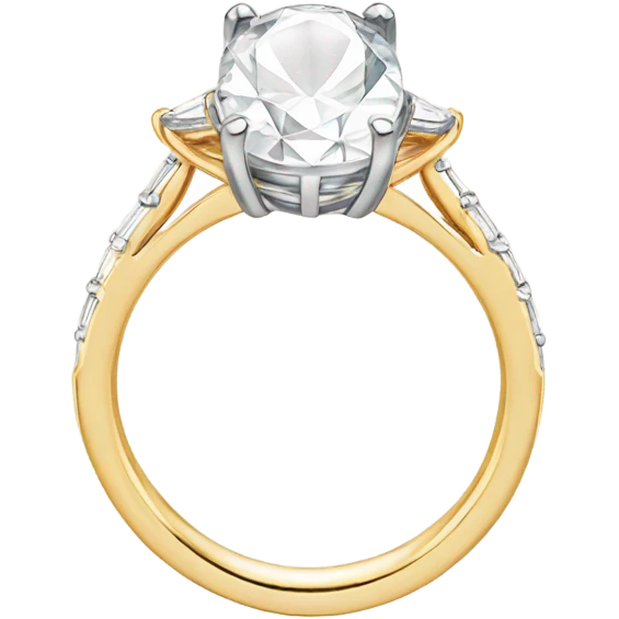 gold engagement ring with oval center stone emoji
