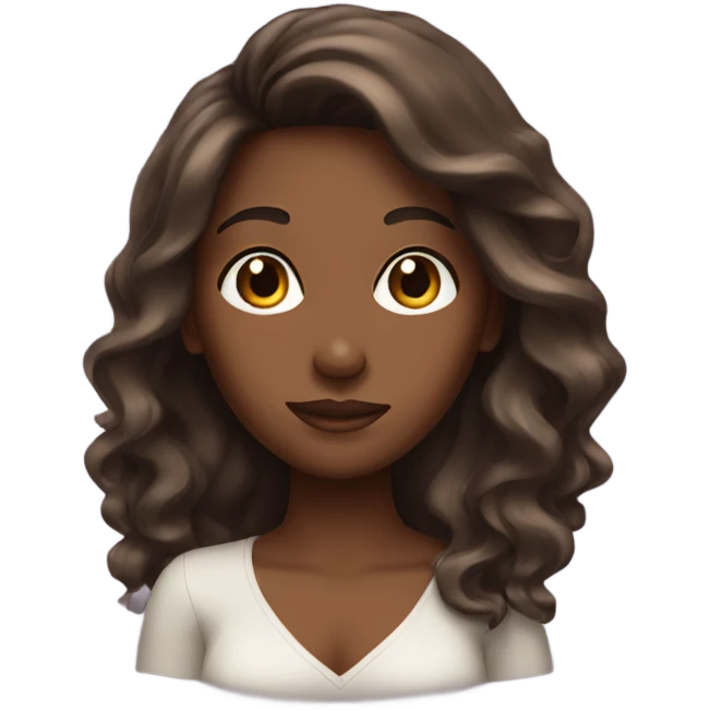 Brown skin girl with long blow out hair emoji