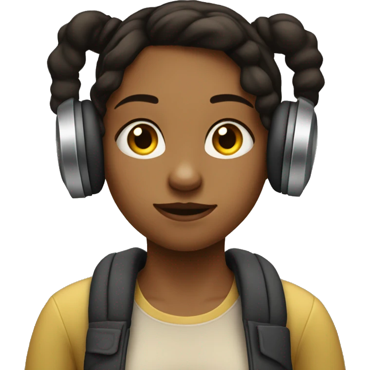 girl wearing normal clothes and listening to loud music, but not liking it emoji