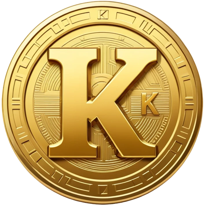 Kaspa cryptocurrency coin with the letter K logo emoji