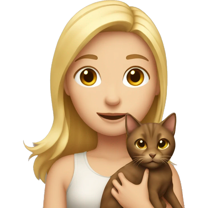 Blonde Girl holding brown cat emoji