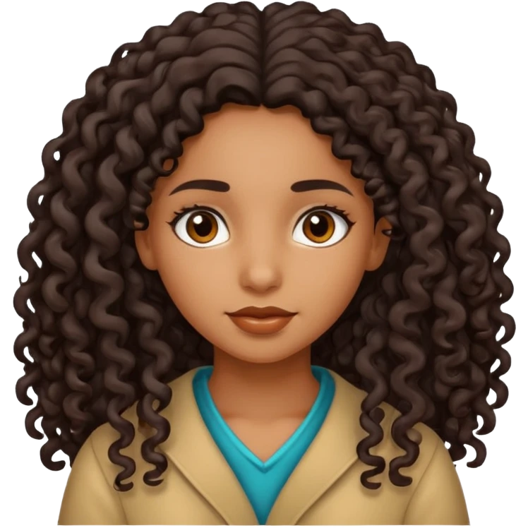 North african girl with long curly hair  emoji