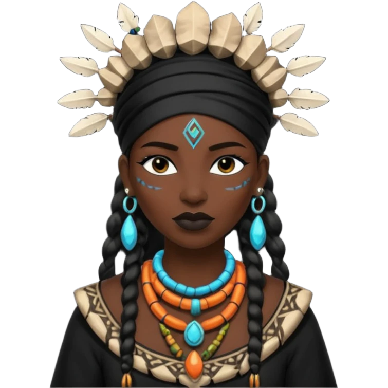 shaman woman black clothes black accesories  emoji