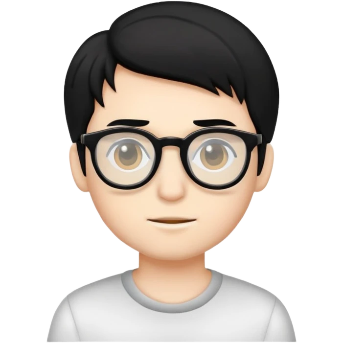 Boy white skin black hair glasses emoji