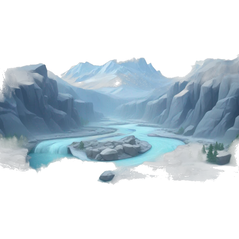 An icy blue river with high Rocky Mountains  emoji