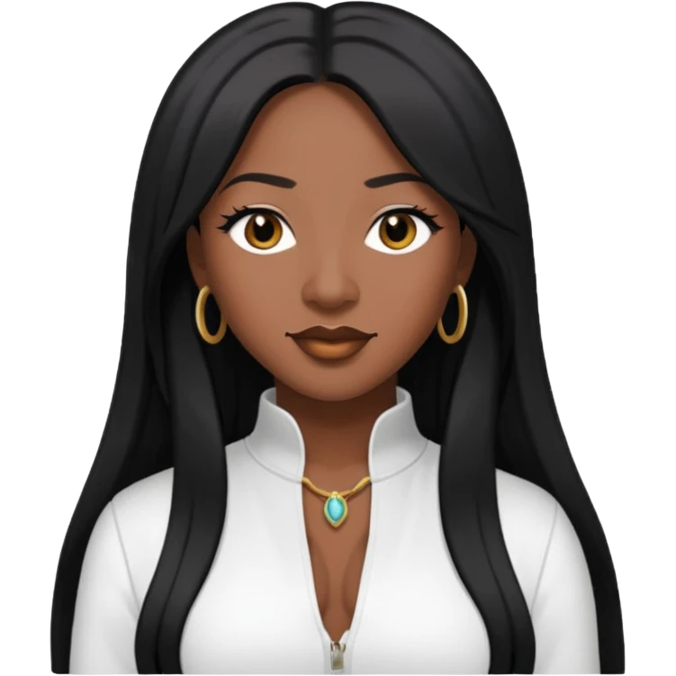 Taj from SWV with long dark skin, long black hair emoji