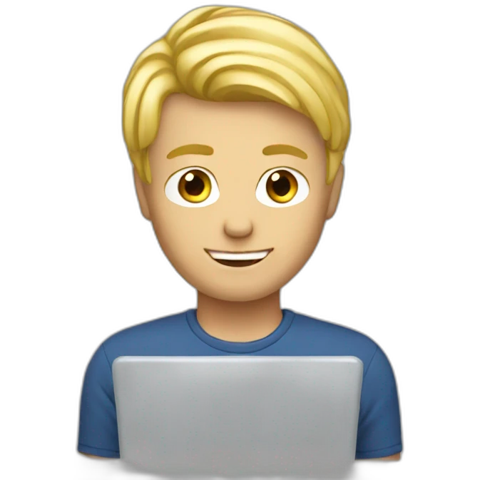 blonde guy with laptop emoji