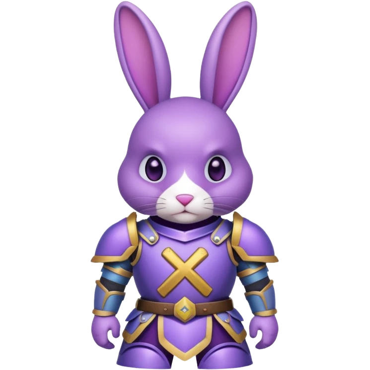 conejo morado con x en los ojos con armadura  emoji