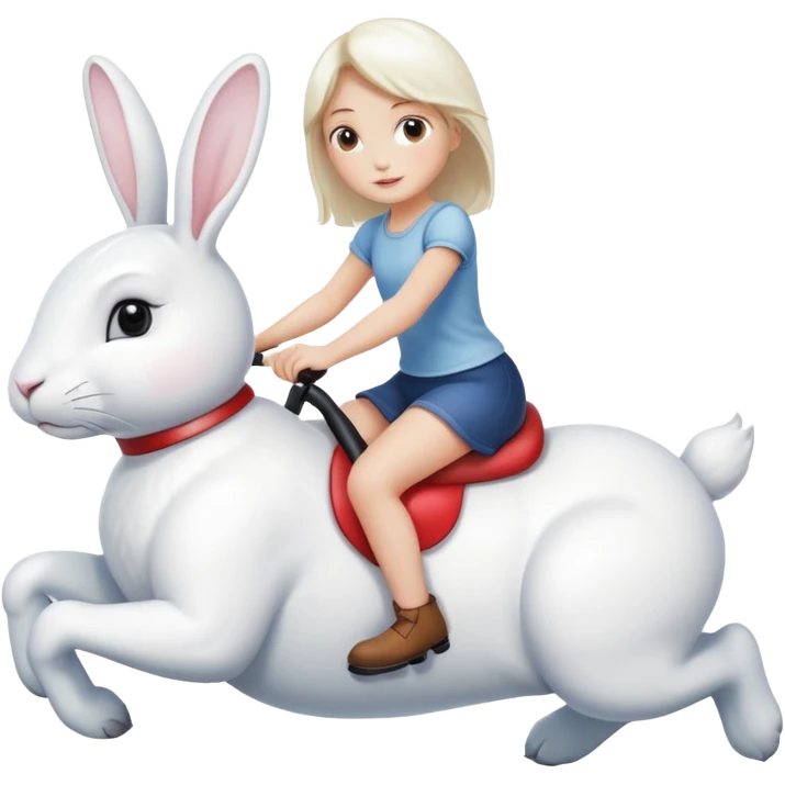 Riding girl on bunny emoji