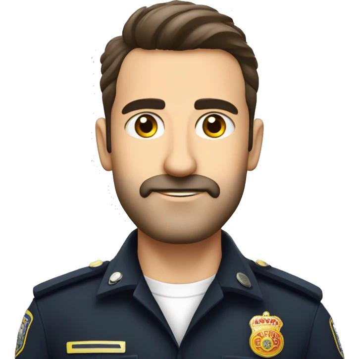 Policia de España, moreno con barba,ojos marrones emoji