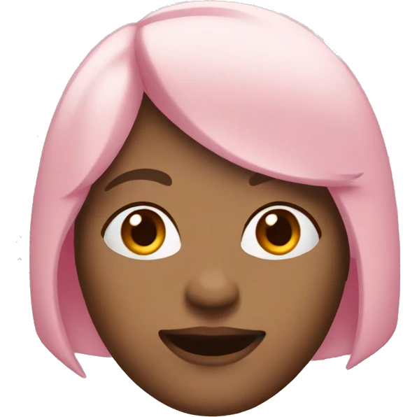 Woman with light pink bob and side bangs winking emoji