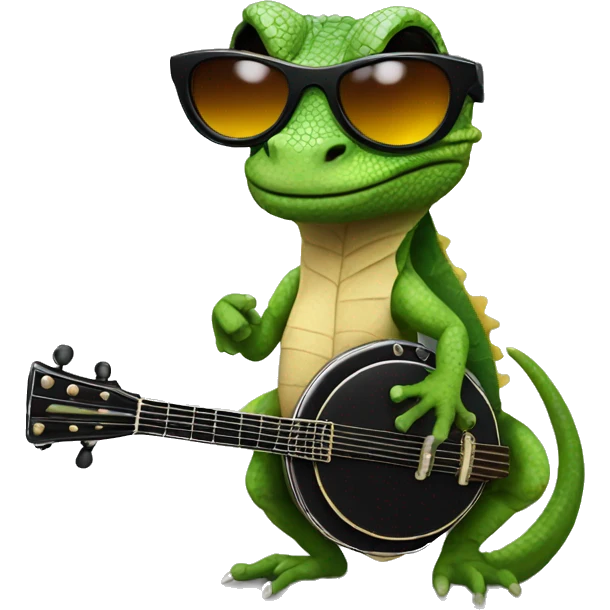 Lizard w a banjo and black sunglasses emoji
