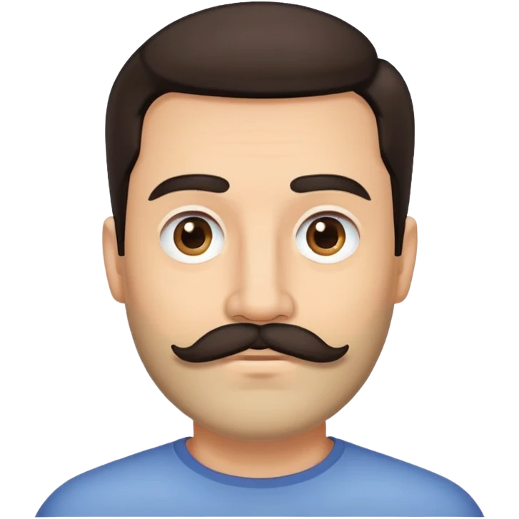 close-up of man face only with mustache and beard, medium eyes, medium light skin tone, dark hair, no neck visible, just the face emoji