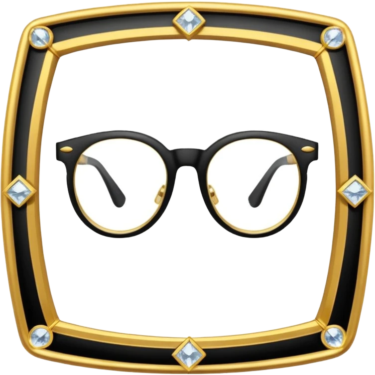 black glasses with + diamond and golden emoji
