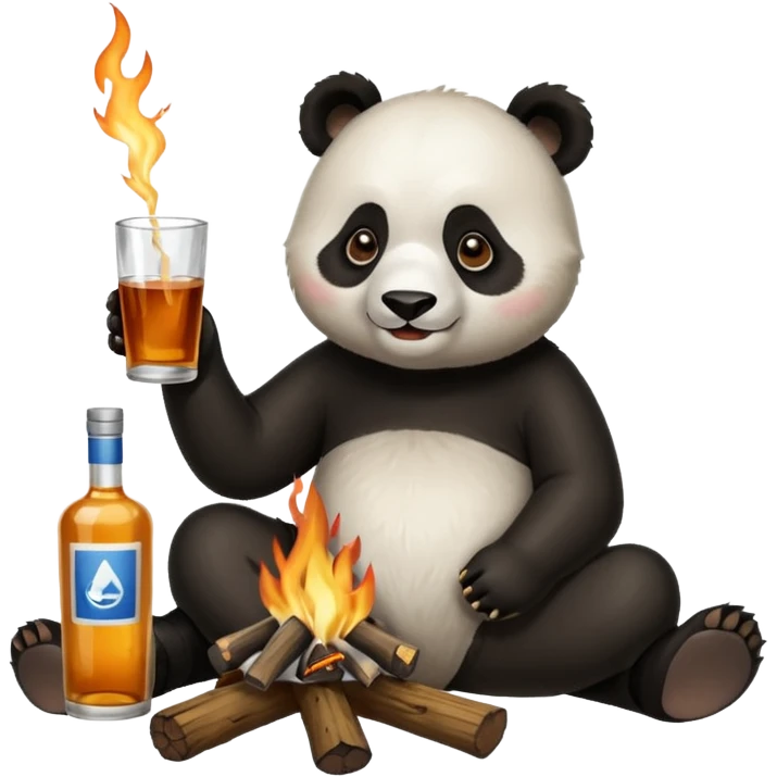 Panda drinking vodka around a campfire emoji