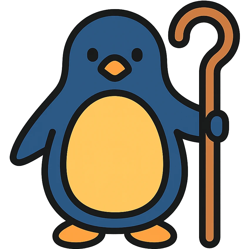 colored outlined icon of pinguim com cajado de ferro emoji