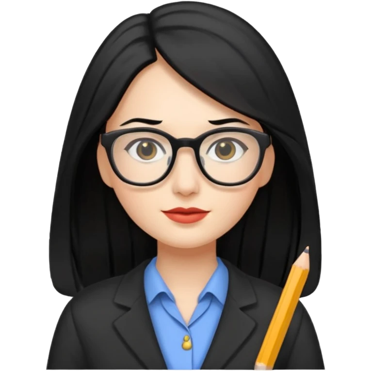 women teacher with black long hair emoji