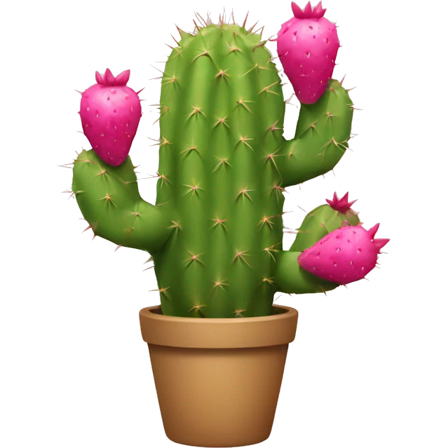 prickly cactus with pink pear fruit on top emoji