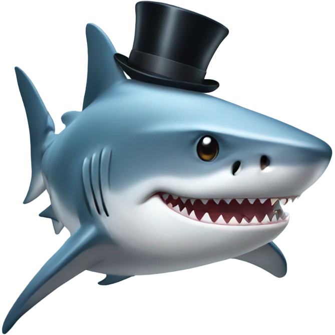 Shark with a top hat emoji