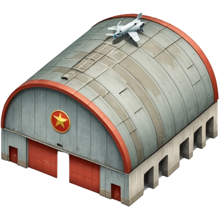 USSR military airplane rounded roof hangar isometry view emoji
