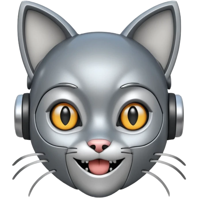 robot looking surprised with cat ears and looks funny emoji