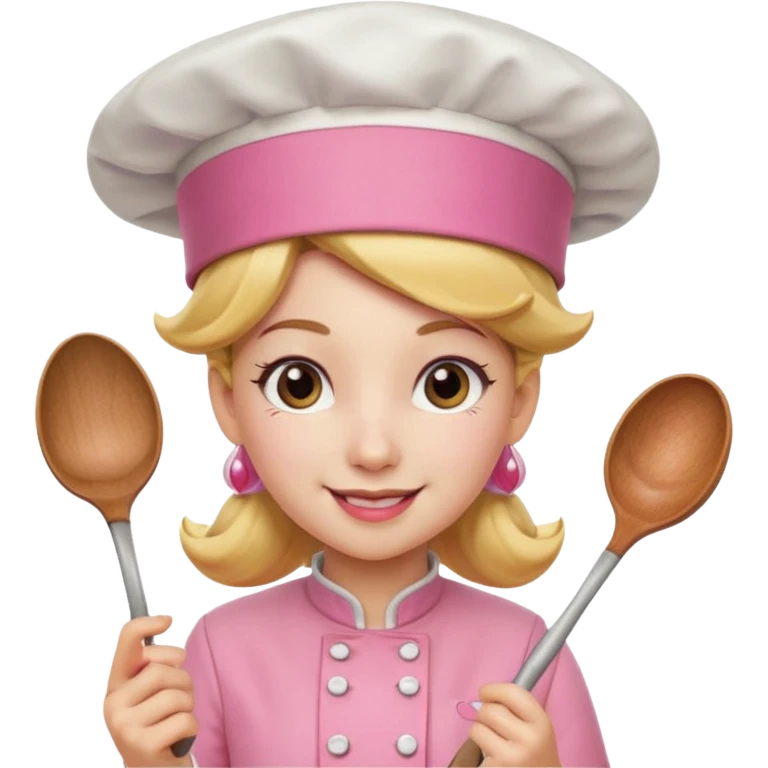 Pink chef hat princess peach with a spoon emoji