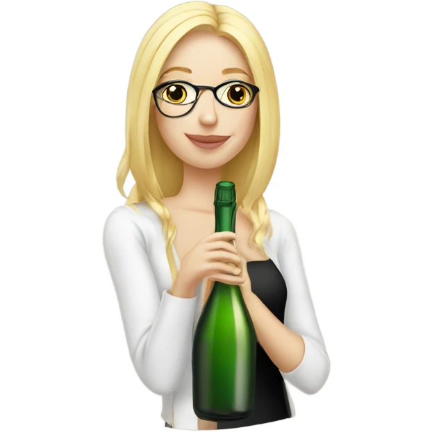 Blond girl drinking champagne wearing glasses  emoji