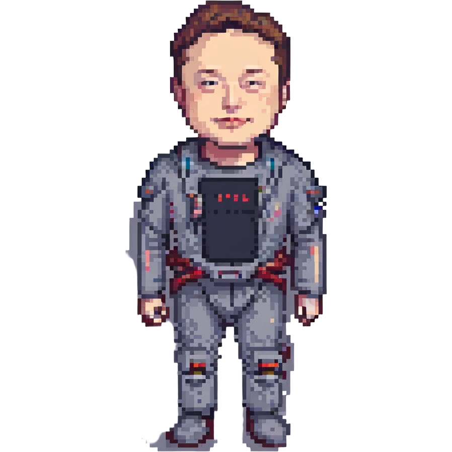 Elon Musk, pixel art, simplified features emoji