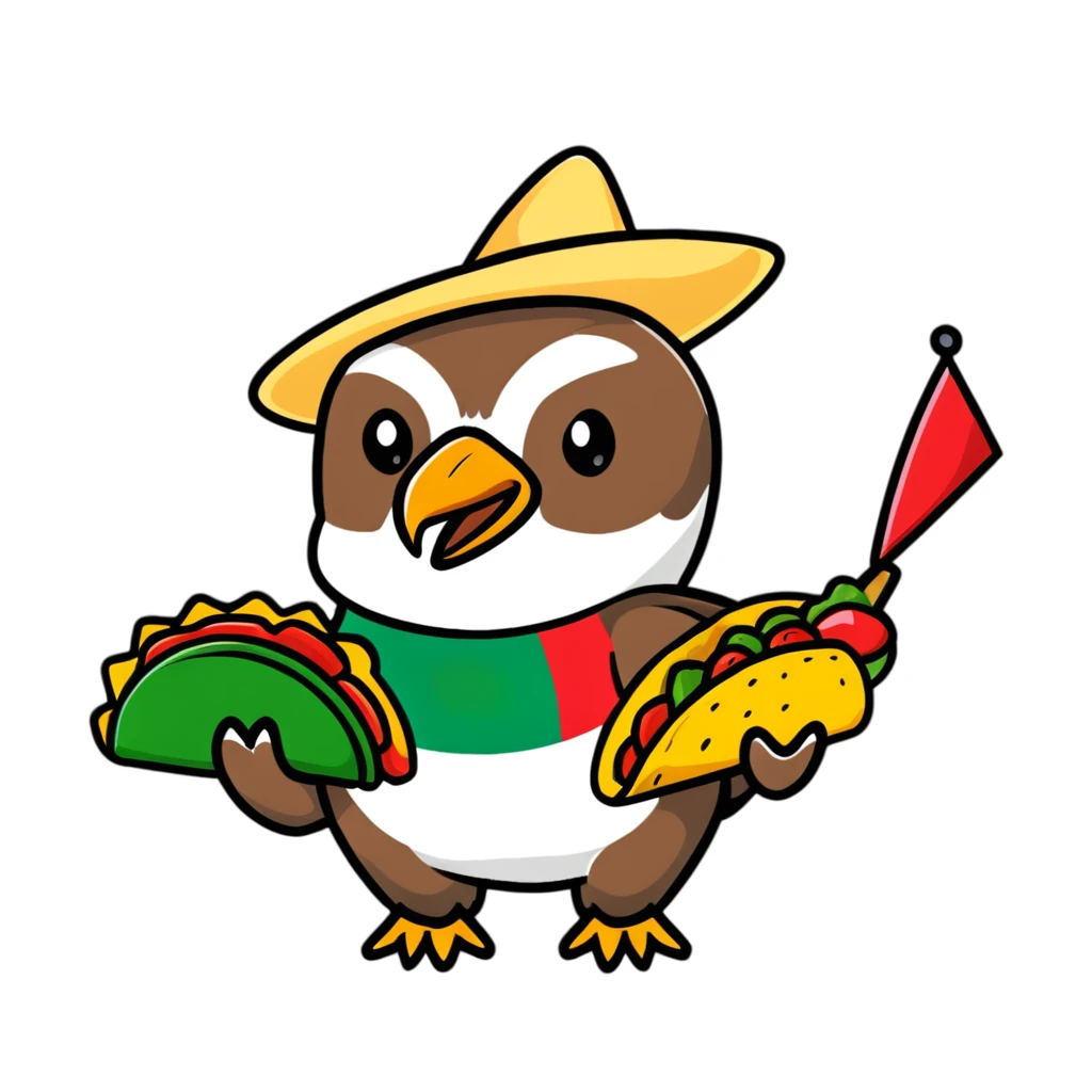 Mexican flag with eagle holding a taco instead of a snake emoji