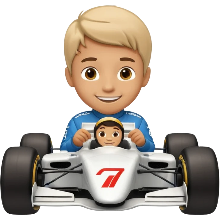boy playing with formula 1 car emoji