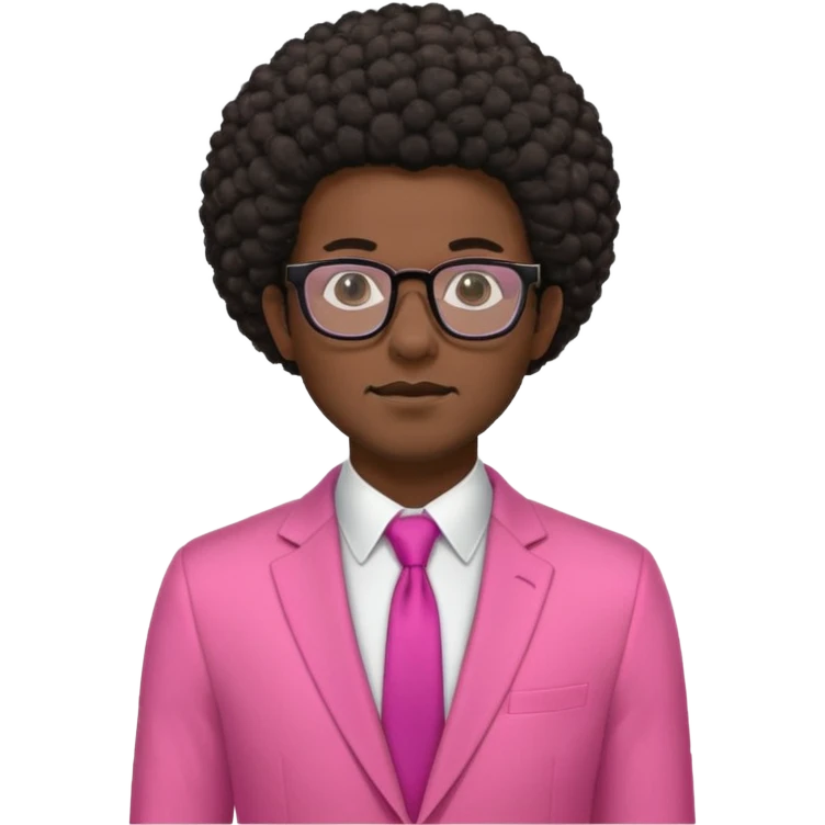 afro hair man pink suit glasses emoji