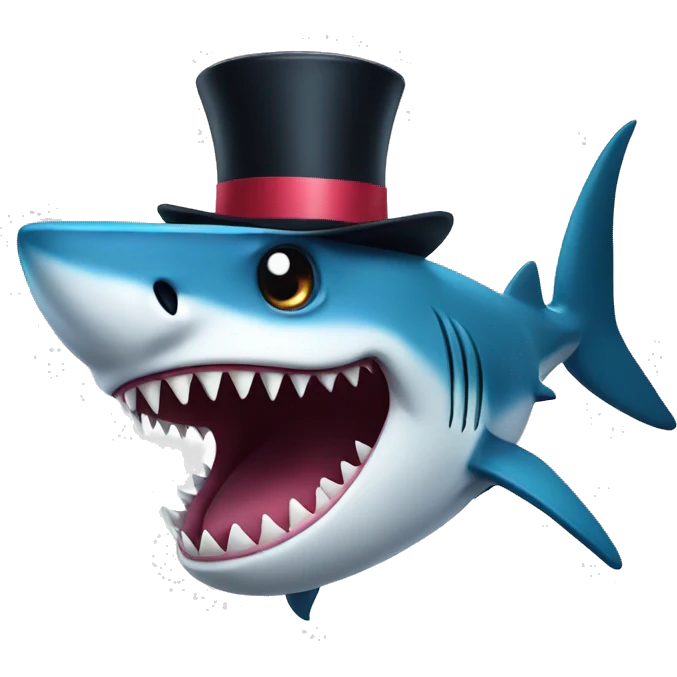 Shark with a top hat emoji